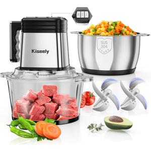 Food Processor, 3 Speeds Electric Food Chopper with Bowl & 2 Sets of Bi-Level Blades, 400W Meat & Veggie Grinder for Meat, Vegetables, Fruits and Nuts (BF1)