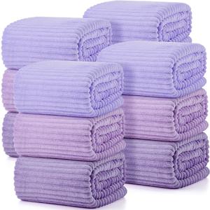 Buryeah 12 Pcs Flannel Fleece Sleepover Blanket Bulk for Girl Galentines Party 40x60 Inch Oeko-tex Standard Soft Throw Blanket Mattress Pajamas Spa Slumber Wedding (Lavender Purple Gradient Set)