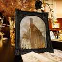 11x14 Vintage Picture Frame, Antique Black Ornate Arched Photo Frame for Wall Hanging or Tabletop Display, Retro Gothic Home Decor, Photo Gallery Art