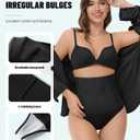 Thong Shapewear for Women Tummy Control High Waisted Body Shaper Underwear Seamless Shaping Panties (Black, XL)