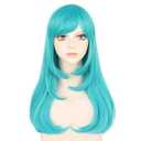 JoneTing Teal Wig Bluish Green Cosplay Wig for Women Medium Length Hair