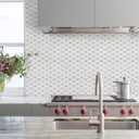 STICKGOO 10 Sheets Peel and Stick Backsplash, Pure White Marble Look PVC Mixed Metal Gold Kitchen Backsplash, Stick on Backsplash Wall Tiles for Kitchen, Bathroom, RV