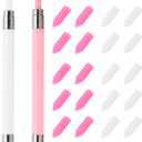 PATIKIL Diamond Art Pen with Wax, 2 Pcs Fine Point Diamond Art Accessories Refillable Wax Pen with 20 Pcs Wax for Diamond Art Nail DIY Craft, Pink and White