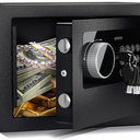 Cubic Feet Electronic Digital Safe Box, Steel Money Safe Box  for Cash - Black, 9 x 7