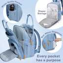 RUVALINO Diaper Bag Backpack-Multifunction Baby Travel Bag with Changing pad, Insulated Bottle Holders & Pacifier Case, Large Capacity, Waterproof, Sky Blue