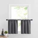 RYB HOME Short Curtains Half Window Curtains for Bedroom, Privacy Blackout Energy Saving Drapes for Living Room Bathroom Shades, Wide 29 x Long 24 inches per Panel, Grey, 2 Pcs