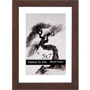 5x7 Picture Frame,Premium Oak Solid Wooden Photo Frame With HD Glass,Display for 4x6 Photo Prints With Mat Or 5x7 Picture Without Mat,For Wall Decor Aesthetic Or Desk Decoration.