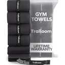 Trailoom Microfiber Workout Towels - Quick Dry, Highly Absorbing, Odor-Free, for Men & Women - Gym Sweat Sports Towel for Hot Yoga, Tennis, Running, Exercise, Working Out, Camping, Set of 3 Black