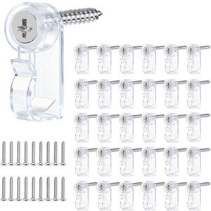 60 Pack Hooks for Outdoor String Lights, Christmas Light Clips, Weatherproof Light Hanger Screw-in Hooks for Hanging Christmas Lights and Wire,Cable,Fairy Lights,Wind Chimes (Clear)