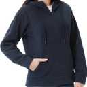 GIMECEN Women's Polar Fleece Hoodies Quarter Zip Sweatshirt Long Sleeve Sweaters Casual Pullover Jacket with Pocket (M)
