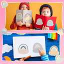 Kosiz 500 Pcs Rainbow Name Tags for Classroom 5.3" x 3" DIY Rainbow Blank Paper Desk Pastel Boho Self Adhesive Name Stickers Kids Name Labels for Back to School Party Favor Supplies