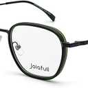 JF1808 Men's Eyewear Frames Square Prescription Eyeglass Frames Women 50 mm Dark Green/Black Glasses