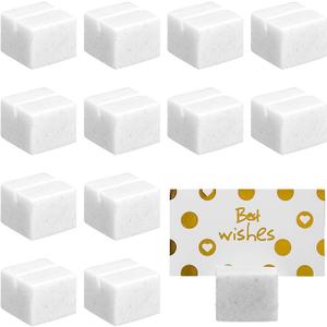 AceOrbit 12 Pieces Mini White Marble Business Card Holders Elegant Table Number Stands Small Sign Display for Weddings Reception Corporate Events or Party Decoration