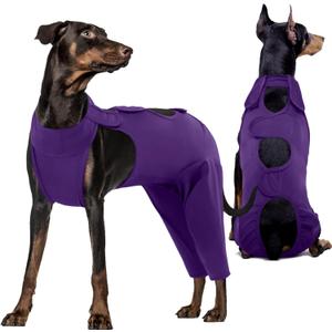 Kuoser Dog Recovery Suit for Back Legs, Thigh Wound Protective Sleeve for Dogs, Dog Recovery Sleeve for Female Male Dogs, Dog Onesie After Surgery Pet Surgical Suit for Spay Neuter, Purple XXL (XXL (Prioritize CHEST GIRTH:32.3-37.4''))