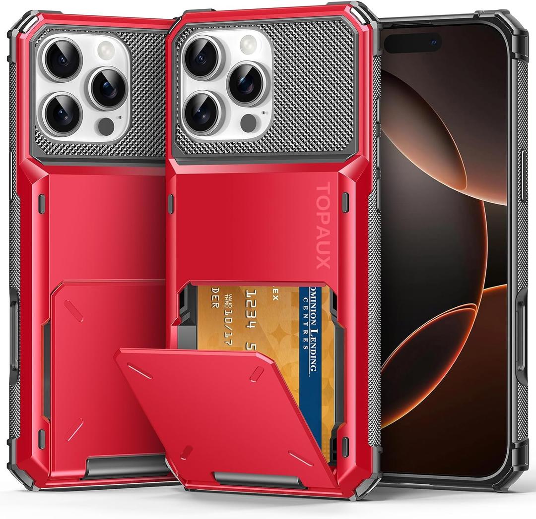 3 x TOPAUX for iPhone 16 Pro Wallet Case 5 Credit Card Holder Flip Cover Secure Back Pocket ID Slot Compartment Dual Layer Shockproof Bumper Anti-Scratch Protective Hard Shell for iPhone 16 Pro Red Black 3 x TOPAUX for iPhone 16 Pro Wallet Case 5 Credit Card Holder Flip Cover Secure Back Pocket ID Slot Compartment Dual Layer Shockproof Bumper Anti-Scratch Protective Hard Shell for iPhone 16 Pro Red Black