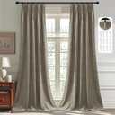 StangH Camel Beige Velvet Curtains 108 inches Long, Pinch Pleat Back Tab Room Darkening Drapes with Hooks Luxury Heat Cold Blocking Floor to Ceiling Curtains for Office, W38 x L108, 2 Panels