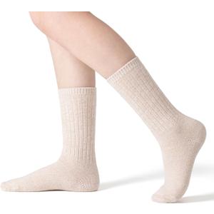 RockDove Womens Cozy Knit Calf Crew Socks with Soft Plush Feel, Warm Stretchy Comfort, Machine Washable (Oatmeal)