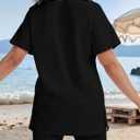 2 Two Piece Outfits for Women Summer Oversized Workout V Neck T Shirts Biker Shorts Matching Sets (Black, S)