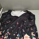 KISSMODA 3/4 Length Sleeve Shirts for Women Floral Business Shirts Tops Blouses Tops Loose Fit T-Shirts (Black, XXXL)