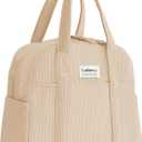 Insulated Lunch Bag for Women, 6-Hour Cold Retention Cooler Tote with Sturdy Handle, 15-Can Spacious Capacity, Leakproof Corduroy Fabric & Aluminum Foil Lining (Coffee)