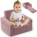 Toddle & Kids Chair,2-in-1 Soft Toddler Couches that Fold Out,Toddler Chairs Comfy 1-3 Years Old,Convertible Sofa to Lounge,Pink