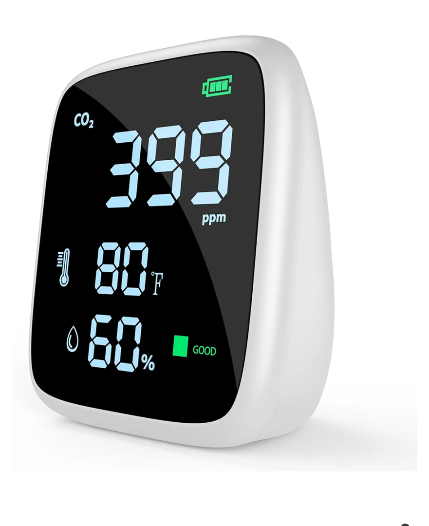5-in-1 CO2 Carbon Dioxide Detector, Dienmern Portable Air Quality Monitor Indoor, 1600mAh Powerful Battery CO2 Monitor for CO2/Temp/Humidity, LED Display CO2 Detector for Travel/Office/Home/Grow Tents