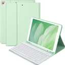 BQSS Keyboard Case for ipad 10.2" 9th/8th/7th Gen,Wireless Magnetic Detachable Keyboard for iPad 9th/8th/7th, for iPad Air 3rd Gen Stand Tablet Cover Case with Built-in Pencil HolderGreen