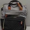 LOVEVOOK Laptop Backpack for Women, 17.3'' Waterproof Nurse Bag Teacher Work Backpack Purse for Women, Travel Computer Backpack for College Office Business Ladies (Gray Black)