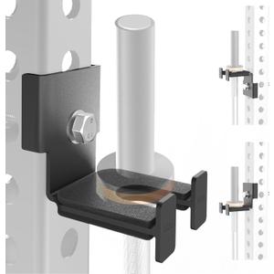 Barbell Holder for 2x2 & 3x3 Power Racks, No Drilling Required  Heavy-Duty Steel Barbell Storage Rack with Protective Padding, Fits 5/8''-1'' Holes  Secure & Space-Saving Gym Equipment Organizer