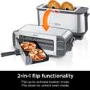 Ninja ST101 Foodi 2-in-1 Flip Toaster, 2-Slice Capacity, Compact Toaster Oven, Snack Maker, Reheat, Defrost, 1500 Watts, Stainless Steel, 6 Functions