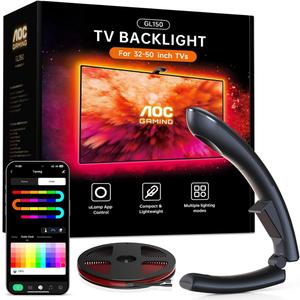 AOC TV Lights That Change with TV LED Backlight That Sync for 32-50 inch TVs, RGB Changing Strip Light with Sensor, Living Room Decor, Gifts for Men Gamers, Smart App Control, DIY Mode, 11.5FT