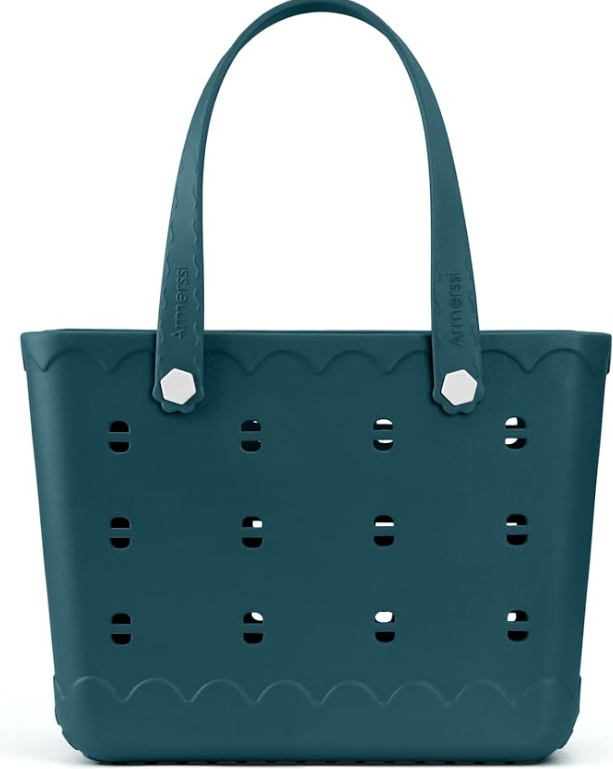 Armerssi X-Large Rubber Tote Beach Bag for Women | Medium Durable Rubber Bag Waterproof Washable Versatile Tote Bags, Midnight Blue
