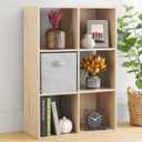 Whitmor 6 Cube Bookcase Storage Organizer, 3 Tier Stackable MDF Bookshelf, Open Storage Display Shelf, Storage Cabinet for Living Room, Bedroom, Home, Office, 23.9" L x 11.7" W x 35.5" H, Sonoma Oak