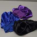 3 Pack Satin Bonnet Silk Hair Bonnet for Sleeping, Sleep Bonnets for Women Large Wide Soft Band Sleep Cap for Curly Hair Braids