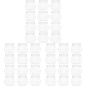 Garneck 36 Pcs Pumpkin Jar Bulk 5oz Clear Candy Jar with Lid Plastic Snack Container Storage Transparent Candy Dish for Halloween Home Party Wedding Decor