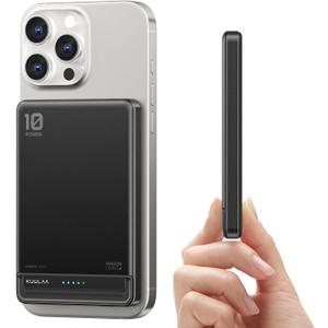 Kuulaa 10000mAh MagSafe Battery Pack, 0.51in Ultra Slim Magnetic Power Bank with LED Indicator, 20W PD USB-C Fast Charging Portable Charger for iPhone 17/16/15/14/13/12,Black