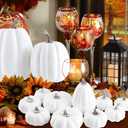 Ywlake 16 pcs Pumpkin Fall Decorations, Decorative Large Small Outdoor White Foam Plastic Fake Faux Artificial Pumpkins for Halloween Autumn Harvest Festival Home Table Decor