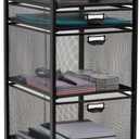 Mind Reader Multipurpose Rolling Storage Cart with Drawers, Office Organizer, Utility Cart, Metal Mesh, Black