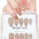 Luxury Handmade false nails，3D Gold French Cross Press-On Nails – Medium Almond Shape False Nails with Rhinestone Embellishments, Elegant Reusable Stick-On Nails(10PCS-M)