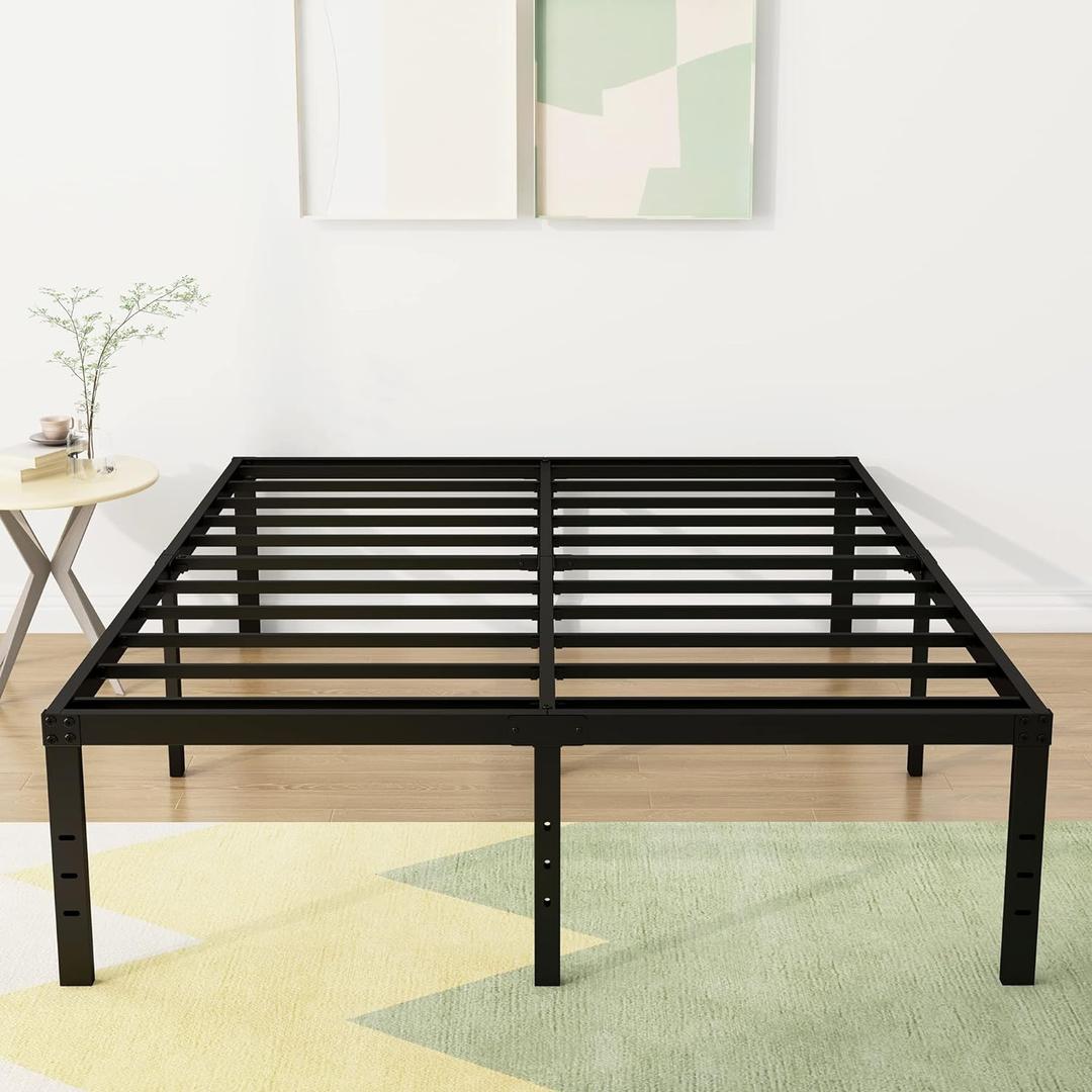 18 Inch California King Bed Frames Heavy Duty Metal Platform No Box Spring Needed, Maximum Storage, Easy to Assembly, Noise Free, Black
