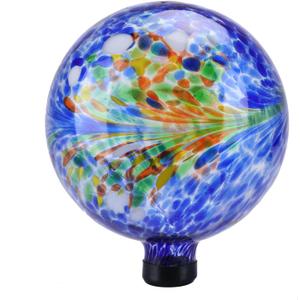VCUTEKA Gazing Ball, Glass Gazing Globe Decorative Glass Gazing Globe/Ball/Sphere Lawn Ornament for Gardens, 10-Inch, Blue Swirl (Multicolor)