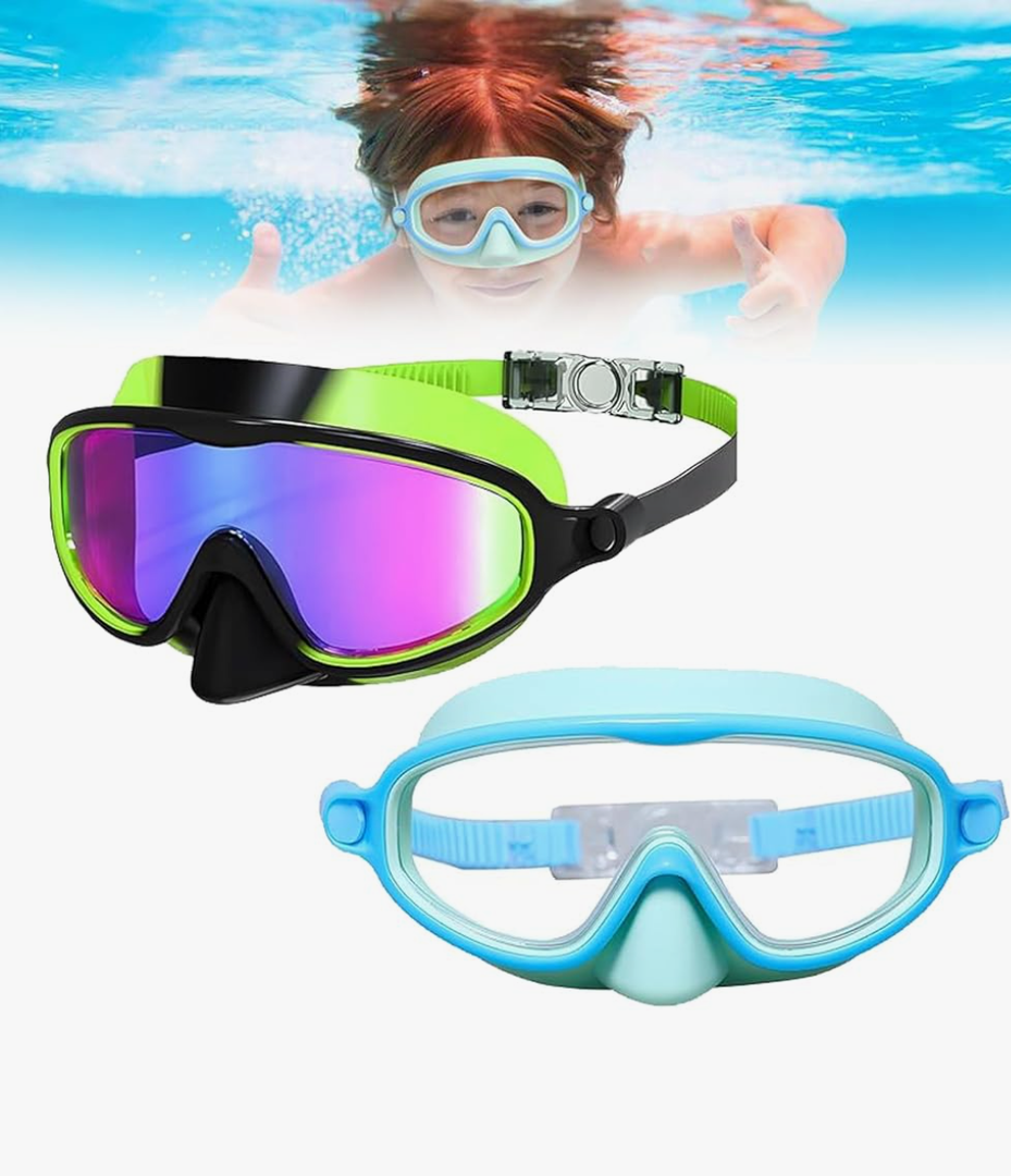 Inherenta Swim Goggles - 2025 New HD Children's Large Frame Waterproof and Anti-Fog Swimming Goggles