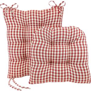 Klear Vu The Gripper Non-Slip Rocking Chair Cushion Set with Thick Padding, Includes Seat Pad & Back Pillow with Ties for Indoor Living Room Rocker, 17x17 Inches, 2 Piece Set, Red