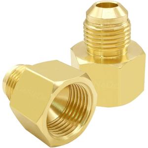 Uenede 2PCS Brass Coupler 1/2" Flare Female to 3/8" Flare Male Tube Gas Adapter Nipples Pipe Fittings Hose Connectors
