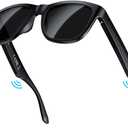 Smart Bluetooth Glasses, Built-in Mic & Speakers, Smart Wireless Headphone Sunglasses for Men and Women, Athletic/Outdoor UV Protection and Voice Control, Unisex (Black)