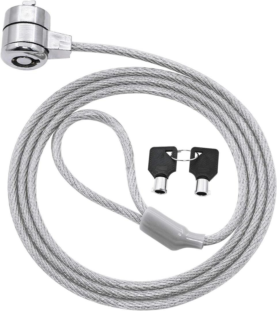 YACSEJAO Notebook Lock and Security Cable Laptop Cable Lock Hardware Security Cable Lock Anti Theft for All Devices with 3x7mm Keyholes are Supported(1.2M/3.9FT)