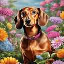 Dachshund 1000 Piece Puzzle Perfect Puzzle for Adults, Flower and Dog Art Fun Indoor Activity Beautiful Gifts, Beautiful Decoration 20x28in