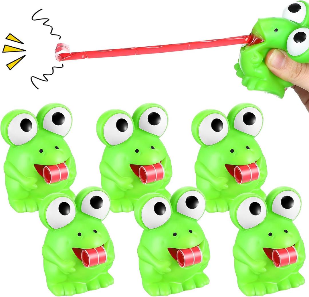 RoundFunny 24 Pcs Rubber Frog Toys Tongue Sticking Out Novelty Relief Squeeze Toys Frogs Stress Screaming Party Favors Decor Passover Frog Stress Ball for Adults Passover Gifts Decompression Relief