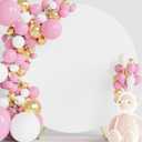 Wokceer 6FT Round Backdrop Cover White Round Arch Covers with Buckles Polyster Circle Balloon Arch Cover for Wedding Birthday Party Ceremony Decor