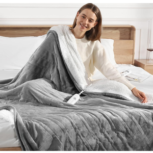 Heated Throw Blanket Electric Blanket 50X60in - Fast Heating Blanket Ultra Soft Electric Throw for Adults with 5 Heat Levels & 4 Hrs Timer, Machine Washable, Office Warm Blanket for Winter(Gray)